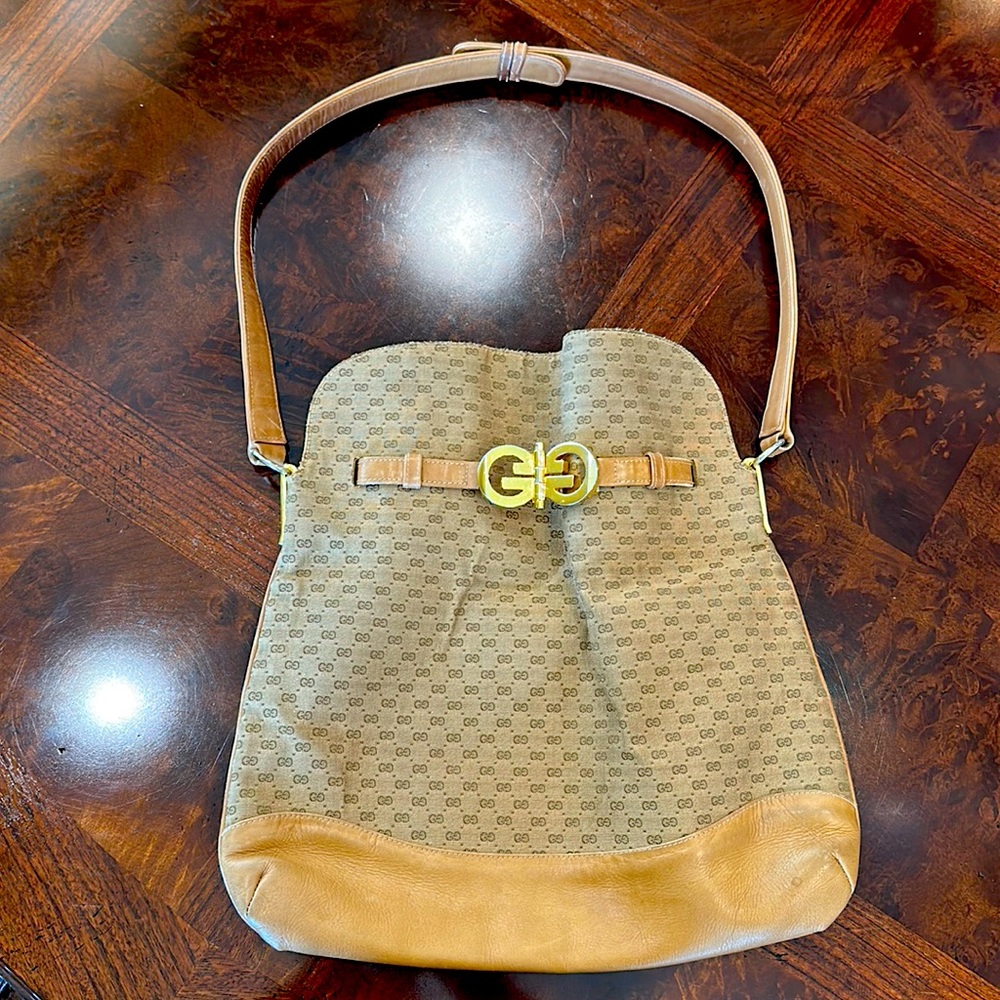 Gucci Tan and Gold Shoulder Bag